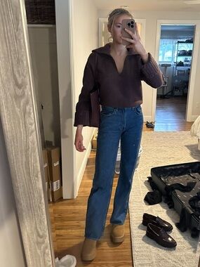 Treasure & Bond Oversized Johnny Polo Sweater in Chocolate Burgundy